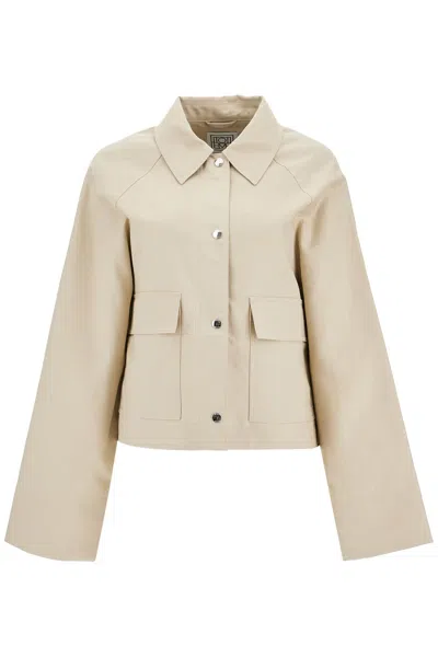 Totême Organic Cotton Cropped Jacket In Sand