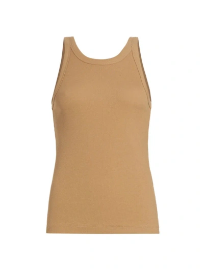 Totême Ribbed-knit Cotton-blend Tank Top In Caramel