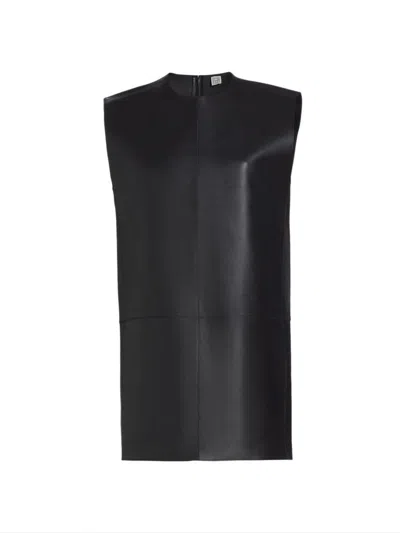 Totême Women's Double-faced Leather Longline Top In Black