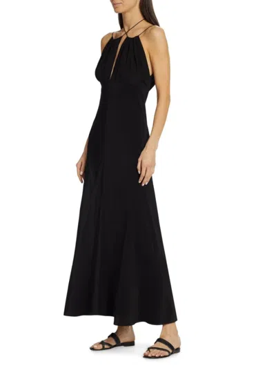 Totême Gathered Halterneck Maxi Dress In Black