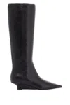 Totême Black Suede Knee-high Boots With Low Heel In Black