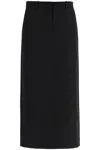 Totême Black Midi Straight Low-waisted Skirt In Recycled Polyester And Wool In Black