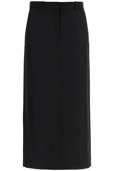 Totême Toteme Women Black Canvas Low-waist Straight Long Skirt