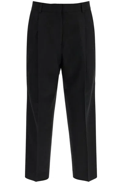 Totême Pleated Wool Wide-leg Trousers In Black