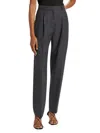 Totême Toteme Women Melange Grey Wool Blend Tailored Trousers In Black
