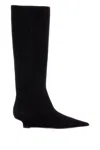 Totême Black Suede Knee-high Boots With Low Heel In Black