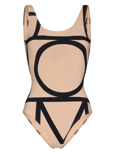 Totême Toteme Monogram Swimsuit In Beige