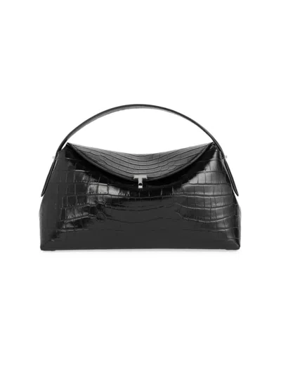 TOTÊME WOMEN'S T-LOCK CROCODILE-EMBOSSED LEATHER TOP HANDLE BAG