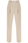 Totême Tailored Herringbone-weave Suit Trousers In Beige