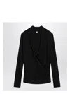 Totême Toteme Overlapped Jersey Top In Black