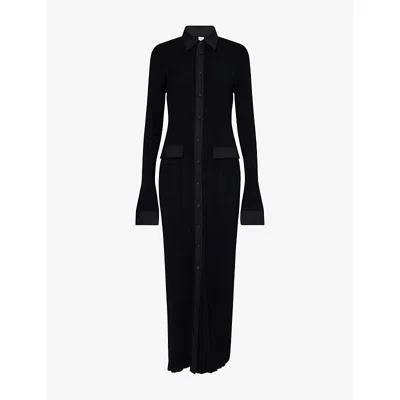 Totême Womens Button-down Knitted Shirt Maxi Dress Black