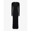 Totême Womens Toteme Cable-knit Round Neck Wool Maxi Dress In Black