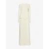 Totême Womens Butter Flap-pockets Long-sleeves Woven-blend Maxi Dress In Butter