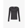 Totême Black Classic Long Sleeve T-shirt In Charcoal Melange