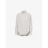 Totême Womens Pale Grey Melange Curved-hem Long-sleeves Woven-blend Shirt In Pale Grey Melange