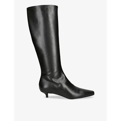Totême Womens Toteme Slim Knee Pointed-toe Leather Heeled Knee-high Boots In Blk/other