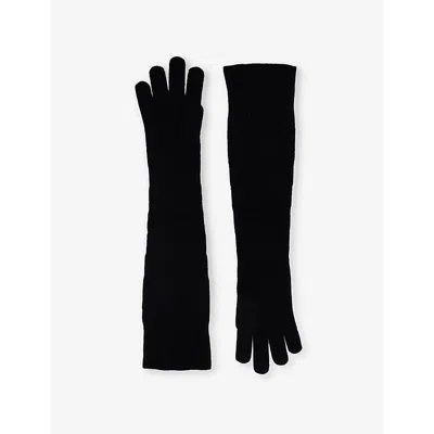 Totême Womens Black 001 Brushed Wool And Cashmere-blend Gloves