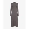 Totême Draped Jersey Long Dress In Dark Grey