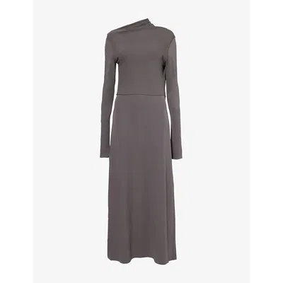 Totême Draped Jersey Long Dress In Grau