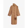 Totême Toteme Embroidered Scarf Wool Blend Coat In Camel