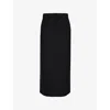 Totême Black Midi Straight Low-waisted Skirt In Recycled Polyester And Wool In Black