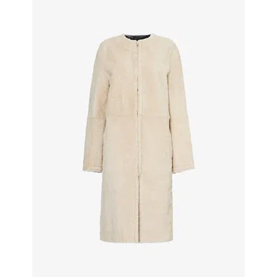 TOTÊME WOMENS CREAM ROUND-NECK SLIP-POCKET REGULAR-FIT SHEARLING JACKET