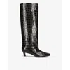 Totême Brown Croco-embossed Wide Shaft Tall Boots In Dark Brown