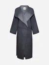 Totême Wool And Cashmere Oversized Coat In Grey Melange