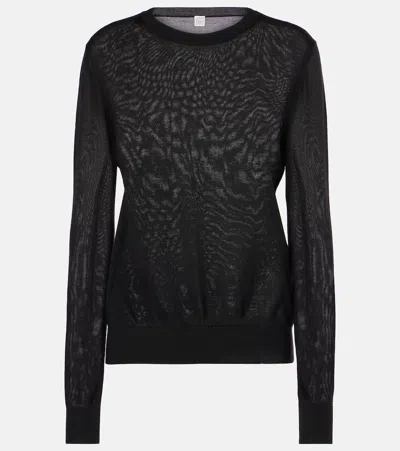 Totême Wool And Silk-blend Sweater In Black