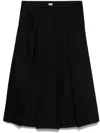 Totême Pleated Wool And Silk-blend Midi Skirt In Black