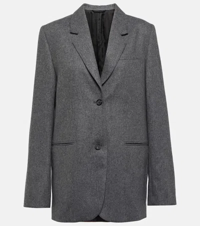 Totême Grey Single-breasted Jacket With Notched Revers In Wool Blend Woman