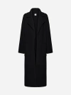 Totême Wool Rib Knit Cardigan Coat In Black