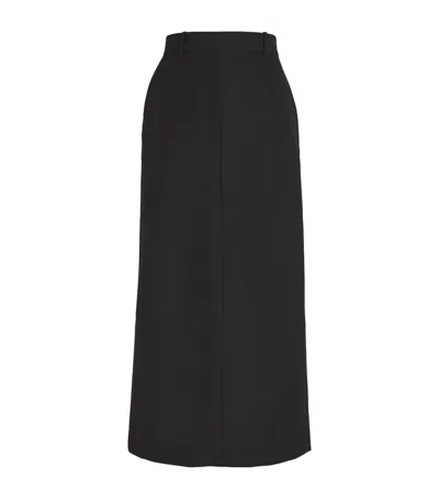 Totême Toteme Women Black Canvas Low-waist Straight Long Skirt