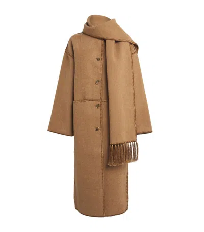 Totême Wool-blend Scarf Coat In Brown