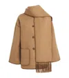 Totême Toteme Chain Stitch Wool Blend Scarf Jacket In Brown