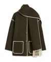 Totême Womens Chocolate Melange Embroidered-trim Scarf Wool-blend Jacket In Brown