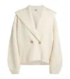 Totême Toteme Double Breasted Shawl Collar Wool Blend Rib Cardigan In Ivory