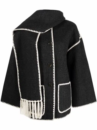 Totême Wool Scarf Jacket In Black