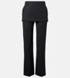Totême Womens Black Skirt-embellishment Straight-leg Wool Trousers In Black
