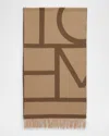 Totême Wool Tonal Monogram Scarf In Espresso Biscuit 157