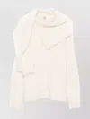 Totême Wool Turtleneck Sweater Draped Scarf Detail