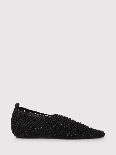 Totême Toteme Woven Leather Ballerina Flat In Black