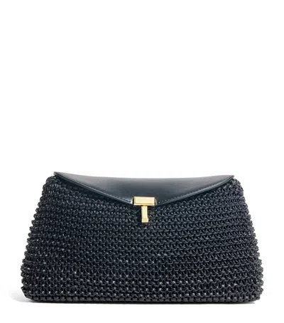 Totême Woven Leather T-lock Clutch Bag In Black