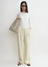 Totême Woven Stripe Drawstring Trousers Ecru In Ecru