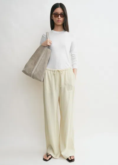 Totême Woven Stripe Drawstring Trousers Ecru In Neutral