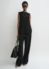 Totême Woven Stripe Top Black In Black