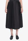 Totême Pleated Wool And Silk Midi Skirt In Black