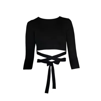 Touch By Adriana Carolina Women's Nino Black Knit Crop Top With Straps