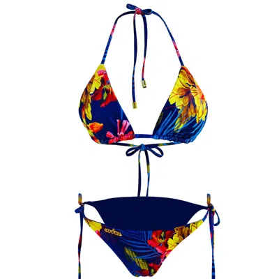 Touch By Adriana Carolina Women's Outlandish Paradise Bikini Set In Blue/brown/orange/red/yellow