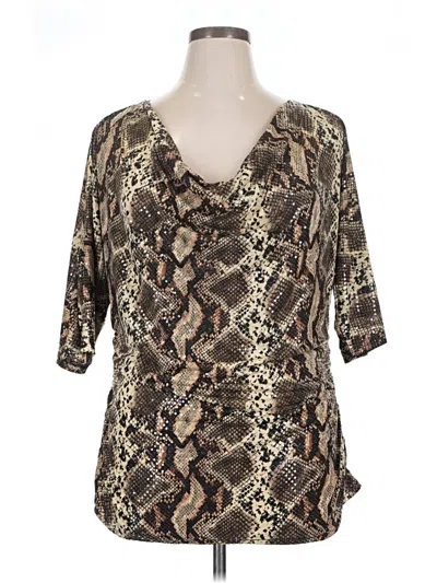 Pre-owned Touch Me 3/4 Sleeve Blouse In Brown